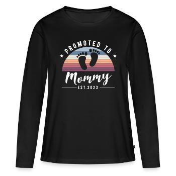 Promu au rang de maman est. 2023 future maman - T-shirt manches longues Premium bio Femme - noir - Devant - Julia (174cm)