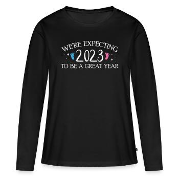 We´re Expecting 2023 To Be A Great Year - Frauen Premium Bio Langarmshirt - Schwarz - Vorne - Julia (174cm)