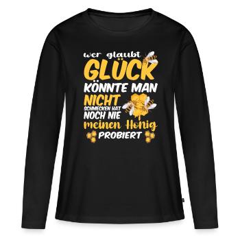 Bienenzucht und Honig - Frauen Premium Bio Langarmshirt - Schwarz - Vorne - Julia (174cm)