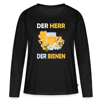 Bienenzucht und Honig - Frauen Premium Bio Langarmshirt - Schwarz - Vorne - Julia (174cm)