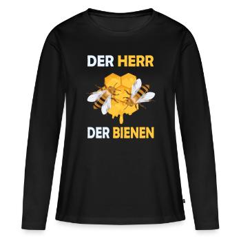 Bienenzucht und Honig - Frauen Premium Bio Langarmshirt - Schwarz - Vorne - Julia (174cm)