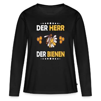 Bienenzucht und Honig - Frauen Premium Bio Langarmshirt - Schwarz - Vorne - Julia (174cm)