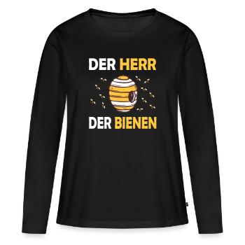 Bienenzucht und Honig - Frauen Premium Bio Langarmshirt - Schwarz - Vorne - Julia (174cm)