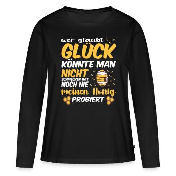Bienenzucht und Honig - Frauen Premium Bio Langarmshirt - Schwarz - Vorne - Julia (174cm)