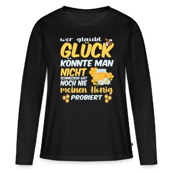 Bienenzucht und Honig - Frauen Premium Bio Langarmshirt - Schwarz - Vorne - Julia (174cm)