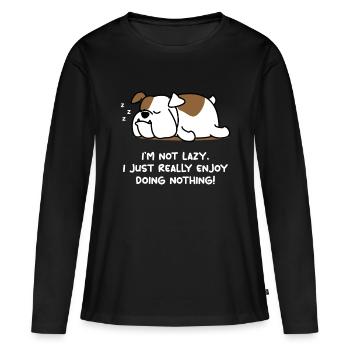 Lazy English Bulldog Lover Tshirt Chiot Chien Englis - T-shirt manches longues Premium bio Femme - noir - Devant - Julia (174cm)