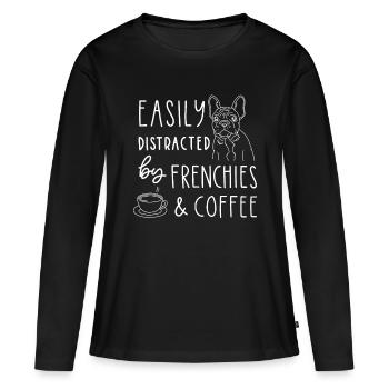 T-shirt bouledogue français, cadeaux bouledogue français, chien L - T-shirt manches longues Premium bio Femme - noir - Devant - Julia (174cm)