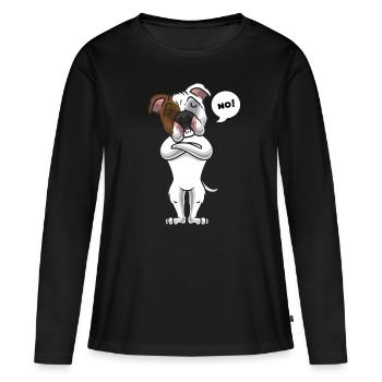 Chien bouledogue américain têtu funnyparents paw pea - T-shirt manches longues Premium bio Femme - noir - Devant - Julia (174cm)