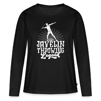 Lancer de javelot Légende Légende Lanceur d’athlétisme - T-shirt manches longues Premium bio Femme - noir - Devant - Julia (174cm)