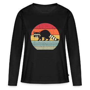 Waschbär-Shirt. Retro-Stil - Frauen Premium Bio Langarmshirt - Schwarz - Vorne - Julia (174cm)