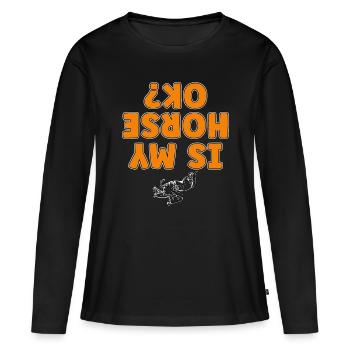 Le saut d’obstacles est mon cheval Ok Equine Saut d’obstacles - T-shirt manches longues Premium bio Femme - noir - Devant - Julia (174cm)