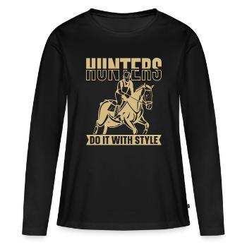 Les chasseurs de saut d’obstacles le font avec un cavalier de saut d’obstacles équin - T-shirt manches longues Premium bio Femme - noir - Devant - Julia (174cm)