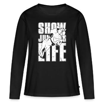 Show Jumping Life Amateurs d'équitation Show Jumper - T-shirt manches longues Premium bio Femme - noir - Devant - Julia (174cm)