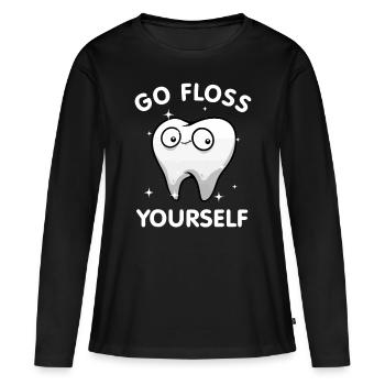 Funny Dental Floss Design For Men Women Teeth Orth - Women's Premium Organic Long Sleeve Shirt - black - Front - Julia (174cm)