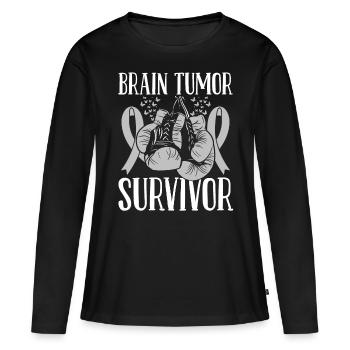 Brain Tumor Glioblastoma Survivor Boxing Gloves - Frauen Premium Bio Langarmshirt - Schwarz - Vorne - Julia (174cm)