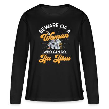 Jujutsu Méfiez-vous d’une femme Jiu Jitsu Arts Martiaux - T-shirt manches longues Premium bio Femme - noir - Devant - Julia (174cm)