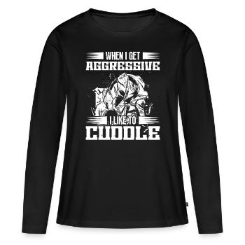 Jiu Jitsu J’aime câliner les arts martiaux de jujutsu - T-shirt manches longues Premium bio Femme - noir - Devant - Julia (174cm)