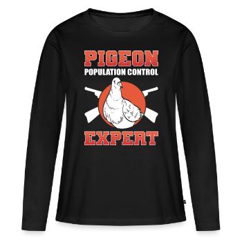 Expert en contrôle de la population de pigeons Chasse aux pigeons - T-shirt manches longues Premium bio Femme - noir - Devant - Julia (174cm)