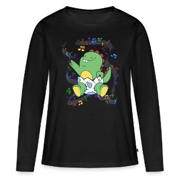 Baby Dino Eierschale Party Musik Geschenk - Frauen Premium Bio Langarmshirt - Schwarz - Vorne - Julia (174cm)
