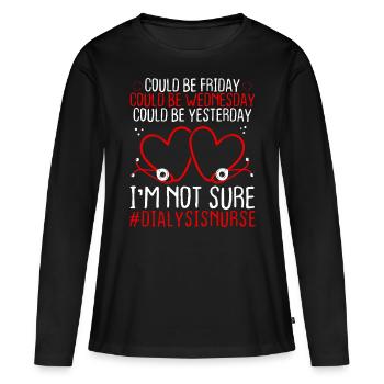 Dialysis Nurse Night Shift Worker Stethoscope - Women's Premium Organic Long Sleeve Shirt - black - Front - Julia (174cm)