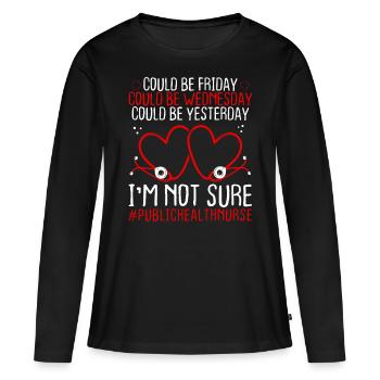 Stéthoscope de nuit pour infirmière en santé publique - T-shirt manches longues Premium bio Femme - noir - Devant - Julia (174cm)