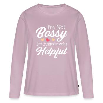 Lustiger Boss Ich bin nicht herrisch, ich bin aggressiv hilfsbereit - Frauen Premium Bio Langarmshirt - Altrosa - Vorne - Julia (174cm)