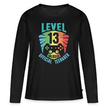Offizieller Teenager zum 13. Geburtstag Level 13 freigeschaltet - Frauen Premium Bio Langarmshirt - Schwarz - Vorne - Julia (174cm)