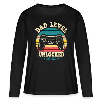 Dad Level Unlocked Est. 2023 New Daddy I Leveled U - Women's Premium Organic Long Sleeve Shirt - black - Front - Julia (174cm)