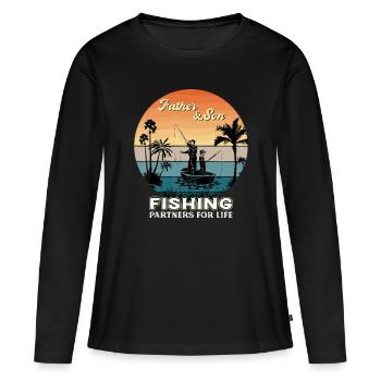 Père et fils partenaires de pêche pour la vie Funny Dad - T-shirt manches longues Premium bio Femme - noir - Devant - Julia (174cm)