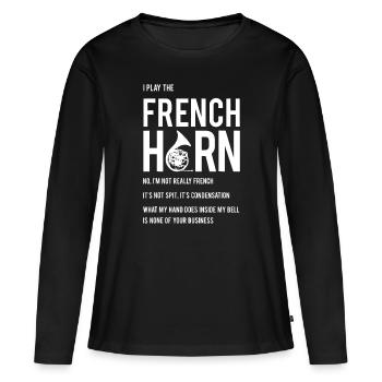 Je joue du cor français - Funny Horn Player Musicia - T-shirt manches longues Premium bio Femme - noir - Devant - Julia (174cm)