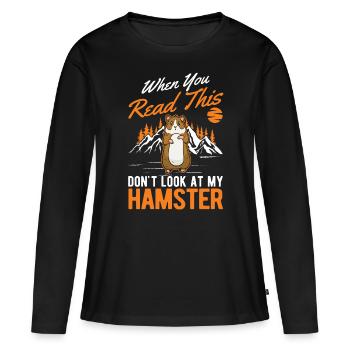 Hamster Cadeau Hamster doré Hamster - T-shirt manches longues Premium bio Femme - noir - Devant - Julia (174cm)