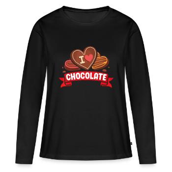 I Love Chocolate Sweets Candy Chocolate Bar - Women's Premium Organic Long Sleeve Shirt - black - Front - Julia (174cm)