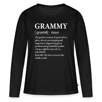 Grammy Definition Grandma - Grand-mère drôle - T-shirt manches longues Premium bio Femme - noir - Devant - Julia (174cm)