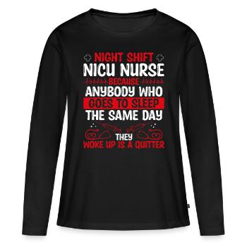 Night Shift Nicu Infirmière Infirmière - T-shirt manches longues Premium bio Femme - noir - Devant - Julia (174cm)