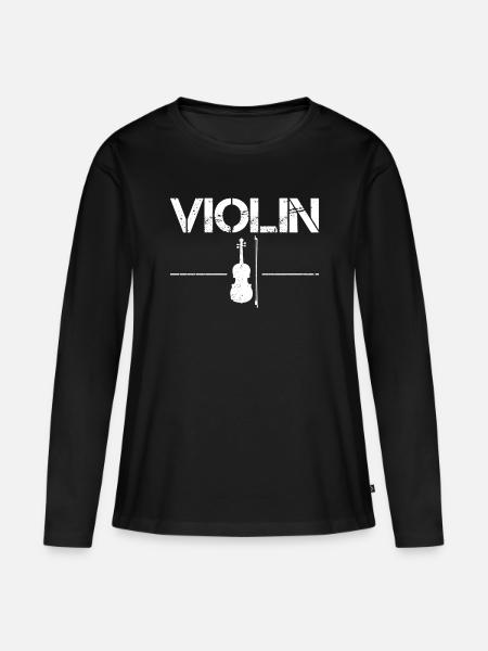Geige - Frauen Premium Bio Langarmshirt - Schwarz