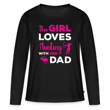 Jolies Filles Cadeau De Chasse Papa Fille Chasse Copain - T-shirt manches longues Premium bio Femme - noir - Devant - Julia (174cm)