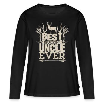 Meilleur t-shirt Buckin Oncle Ever Hunting Hunter Buck - T-shirt manches longues Premium bio Femme - noir - Devant - Julia (174cm)