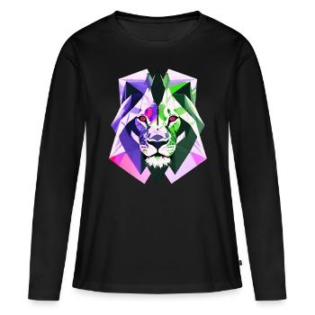 Polygon Löwe - Frauen Premium Bio Langarmshirt - Schwarz - Vorne - Julia (174cm)