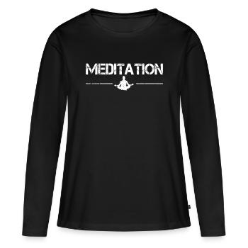Méditation - T-shirt manches longues Premium bio Femme - noir - Devant - Julia (174cm)