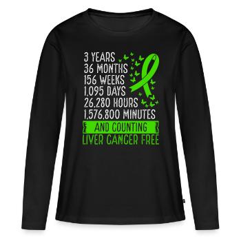 3 Years Liver Cancer Free Ribbon Movement - Frauen Premium Bio Langarmshirt - Schwarz - Vorne - Julia (174cm)