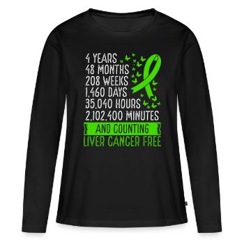 4 Years Liver Cancer Free Ribbon Movement - Frauen Premium Bio Langarmshirt - Schwarz - Vorne - Julia (174cm)