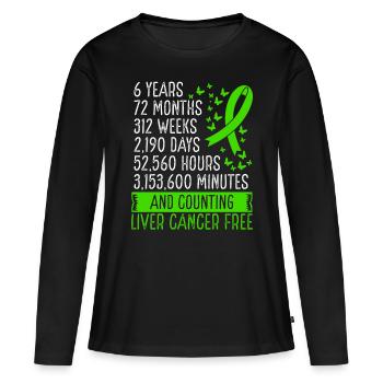 6 Years Liver Cancer Free Ribbon Movement - Frauen Premium Bio Langarmshirt - Schwarz - Vorne - Julia (174cm)