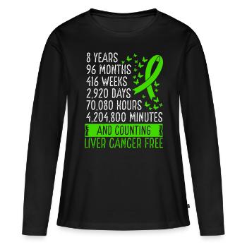 8 Years Liver Cancer Free Ribbon Movement - Frauen Premium Bio Langarmshirt - Schwarz - Vorne - Julia (174cm)