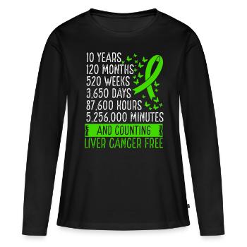 10 Years Liver Cancer Free Ribbon Movement - Frauen Premium Bio Langarmshirt - Schwarz - Vorne - Julia (174cm)