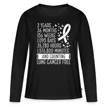 3 Years Lung Cancer Free Ribbon Movement - Frauen Premium Bio Langarmshirt - Schwarz - Vorne - Julia (174cm)