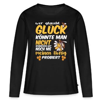 Bienenzucht und Honig - Frauen Premium Bio Langarmshirt - Schwarz - Vorne - Julia (174cm)