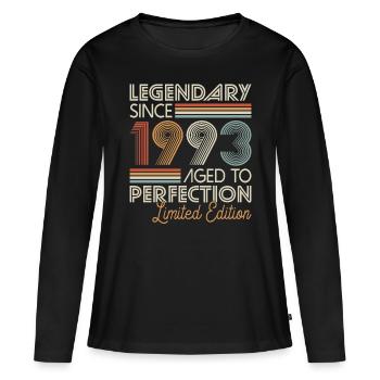 30. Geburtstag Jahrgang 1993 Legendary Since 1993 - Frauen Premium Bio Langarmshirt - Schwarz - Vorne - Julia (174cm)