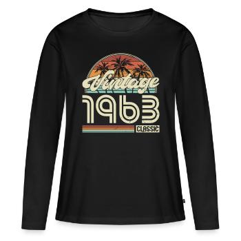 60th birthday Born 1963 Vintage 1963 Classic - Women's Premium Organic Long Sleeve Shirt - black - Front - Julia (174cm)