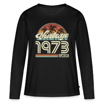 50e anniversaire Millésime 1973 Millésime 1973 Classique - T-shirt manches longues Premium bio Femme - noir - Devant - Julia (174cm)