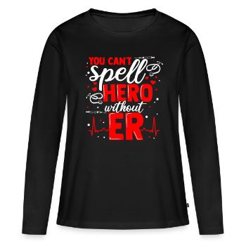 Infirmière de salle d'urgence ER comme dans Hero ER Nurse - T-shirt manches longues Premium bio Femme - noir - Devant - Julia (174cm)